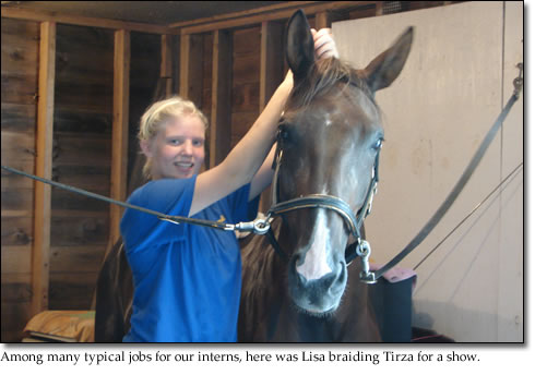 Among many typical jobs for our interns, here was Lisa braiding Tirza for a show